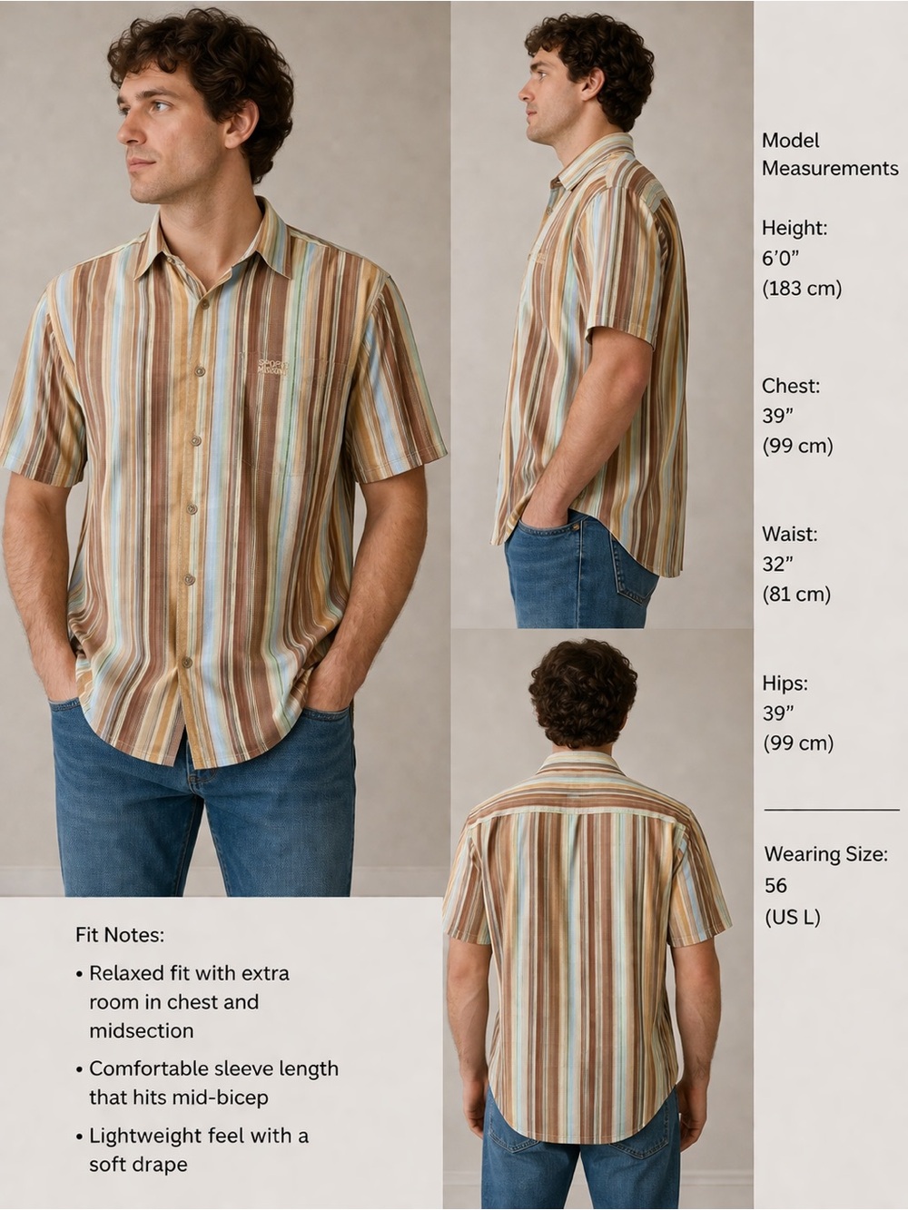 Vintage Sport Missoni Italy Striped Button Up Shirt Mens Size 56 XXL Y2K Coastal